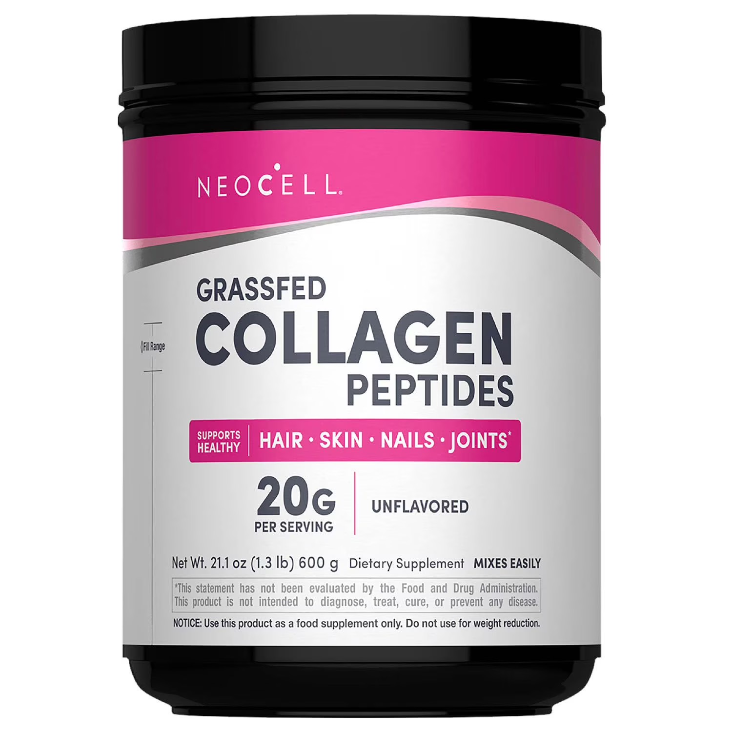 NeoCell Super Collagen - Collagène Peptides, Poudre Neutre, Types 1 & 3, Pour Peau, Cheveux & Articulations, 600g