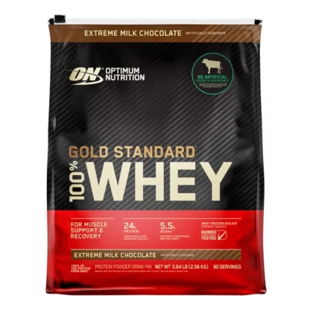 Protéine Whey Gold Standard Optimum Nutrition, Chocolat au Lait Extrême, 2.56kg