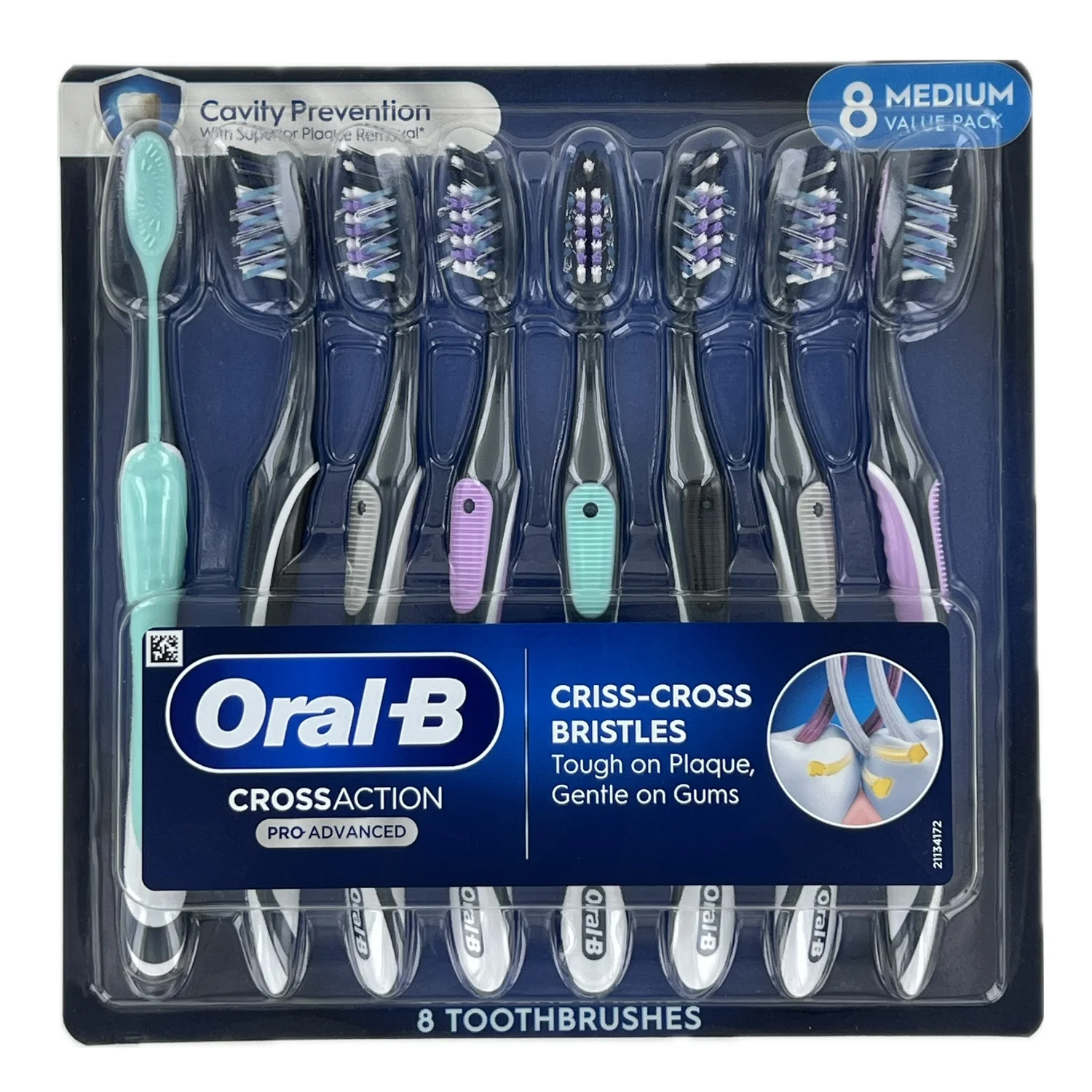 Brosse à Dents Oral-B Cross Action Pro Advanced, Poils Moyens (Medium), 1 Unité – Image 2