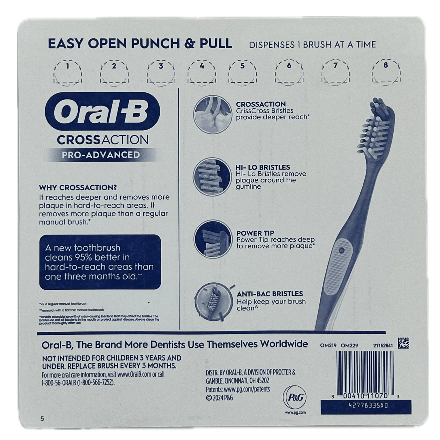 Brosse à Dents Oral-B Cross Action Pro Advanced, Poils Moyens (Medium), 1 Unité – Image 3