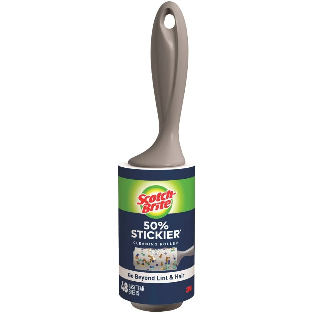 Rouleau Anti-Poils & Anti-Peluche Scotch-Brite 3M, Adhésif 50% Plus Fort, 95 Feuilles