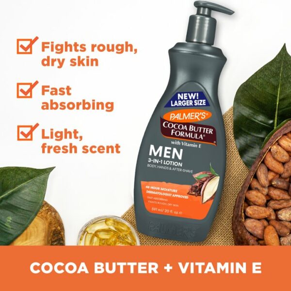 Lait Corps Palmer's Cocoa Butter Homme, Hydratant Visage & Corps, Peaux Sèches, 591mL – Image 4