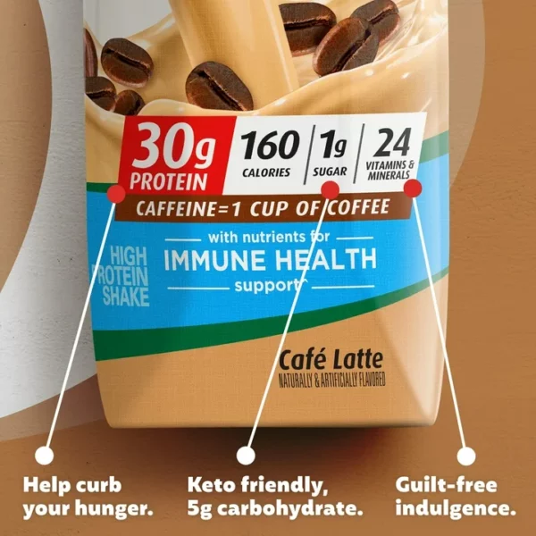 Premier Protein, Shake Protéiné, Café Latte, Prêt-à-Boire, 325 mL – Image 6