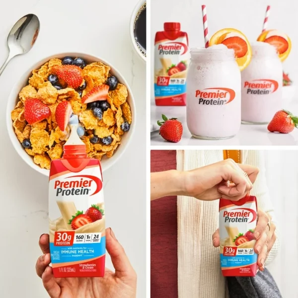 Premier Protein Fraise, Shake Protéiné, Prêt-à-Boire, 30g Protéines, 325 mL – Image 2