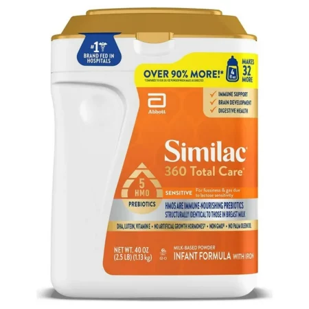 Lait en Poudre Bébé Similac 360 Total Care Sensitive, Anti-Gaz & Régurgitations, 1.13 kg