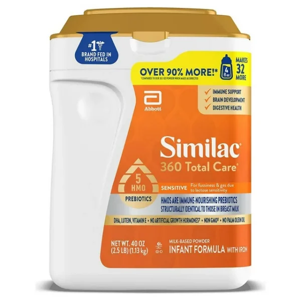 Lait en Poudre Bébé Similac 360 Total Care Sensitive, Anti-Gaz & Régurgitations, 1.13 kg