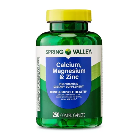 Spring Valley - Supplément Calcium, Magnésium, Zinc et Vitamine D3, Santé Osseuse et Immunitaire, 250 Gélules