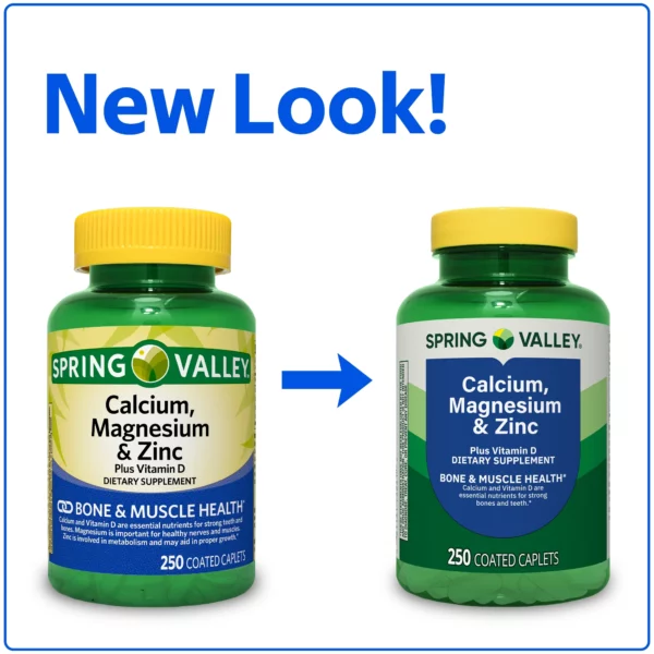 Spring Valley - Supplément Calcium, Magnésium, Zinc et Vitamine D3, Santé Osseuse et Immunitaire, 250 Gélules – Image 2