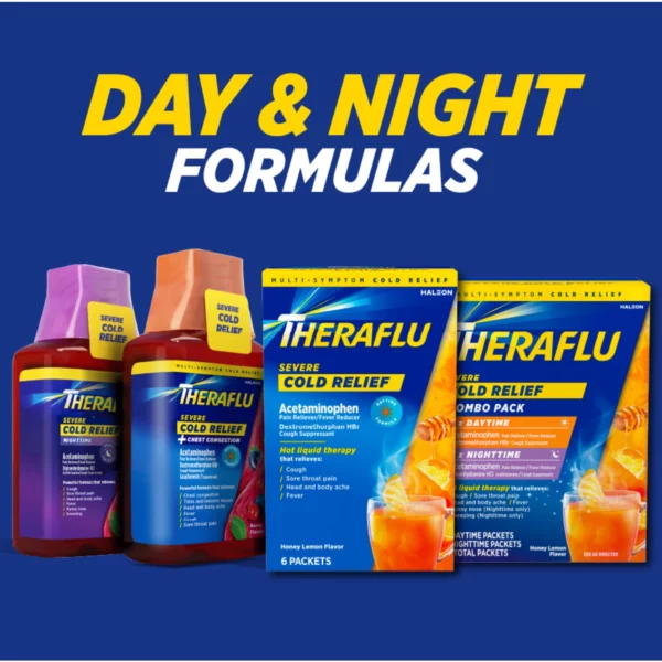 Theraflu Jour Poudre Rhume & Grippe Sévère, Non-Somnolent, Miel et Citron, 6 Sachets – Image 6