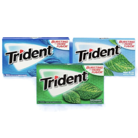 Chewing Gum Trident Sans Sucre, Saveurs Spearmint, Mint Bliss, Original, 1 Paquet de 14 Tablettes