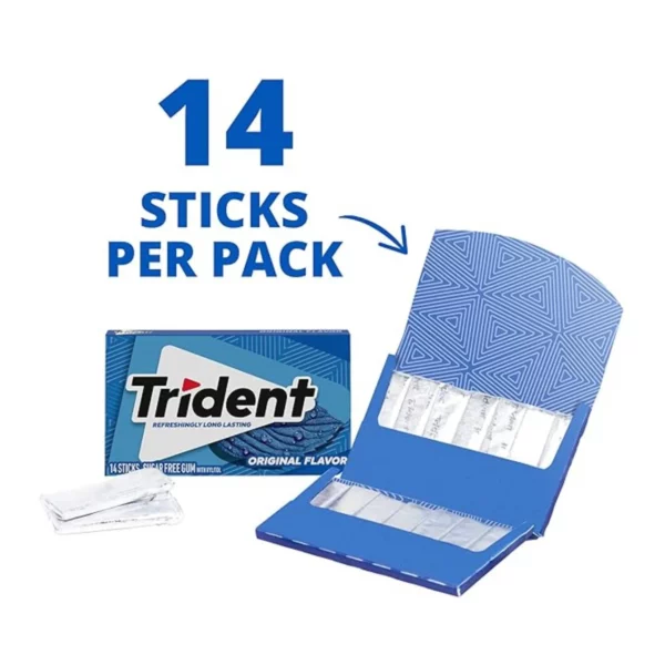 Chewing Gum Trident Sans Sucre, Saveurs Spearmint, Mint Bliss, Original, 1 Paquet de 14 Tablettes – Image 3