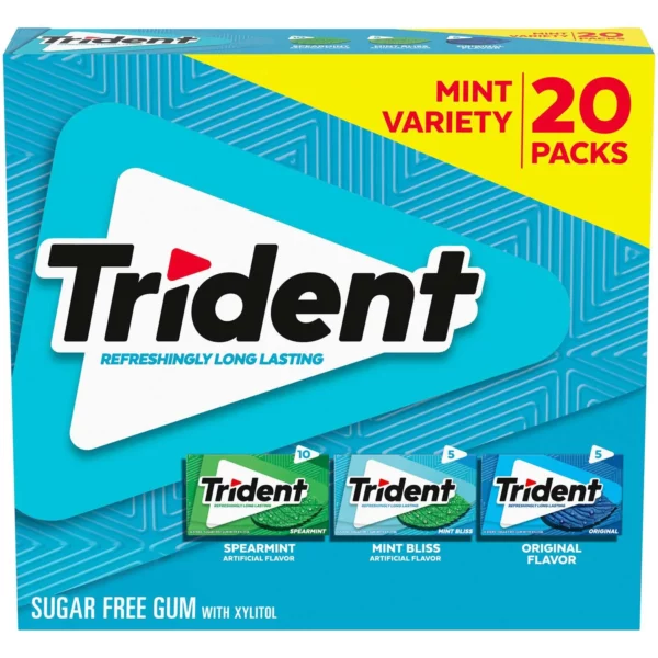 Chewing Gum Trident Sans Sucre, Saveurs Spearmint, Mint Bliss, Original, 1 Paquet de 14 Tablettes – Image 7