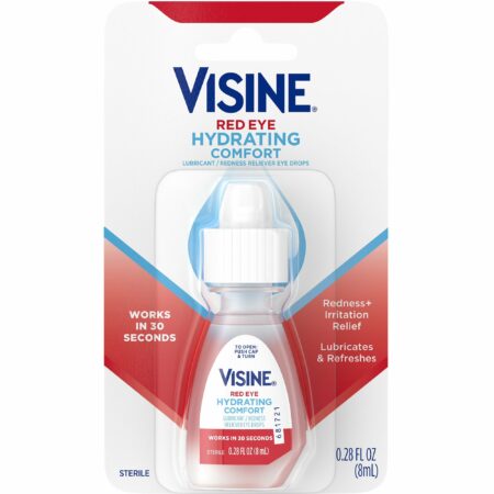 Visine Collyre Red Eye Hydrating Comfort, Anti-Rougeur & Hydratant, Gouttes Ophtalmiques, 8mL