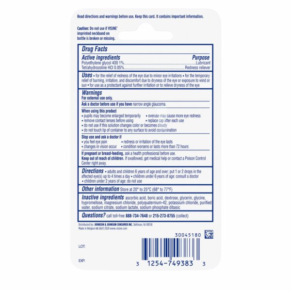 Visine Collyre Red Eye Hydrating Comfort, Anti-Rougeur & Hydratant, Gouttes Ophtalmiques, 8mL – Image 2