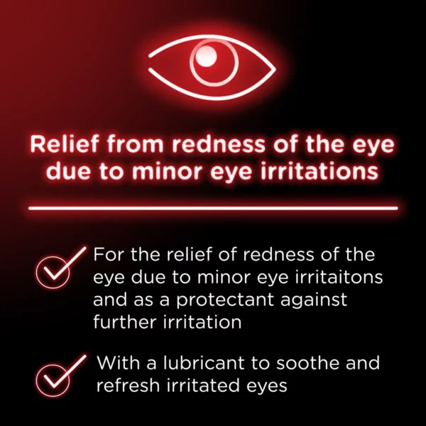 Visine Collyre Red Eye Hydrating Comfort, Anti-Rougeur & Hydratant, Gouttes Ophtalmiques, 8mL – Image 3