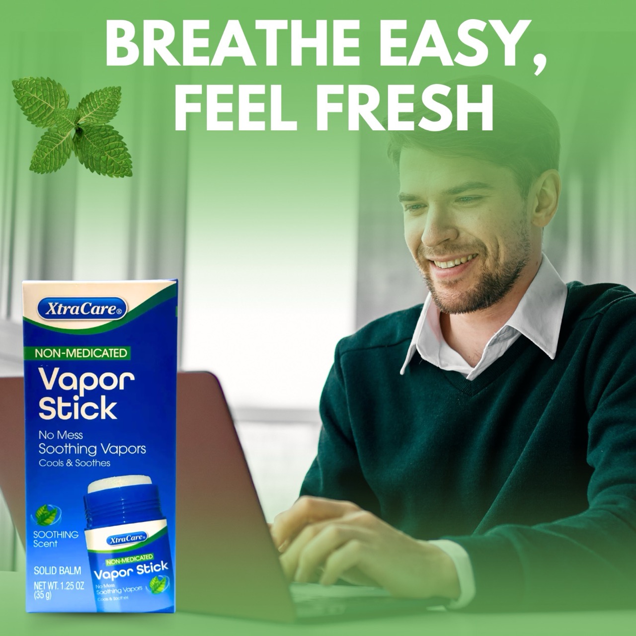 Stick Vapo XtraCare, Soulagement Rhume et Toux, Non Médicamenteux, Parfum Menthol, 35g – Image 4