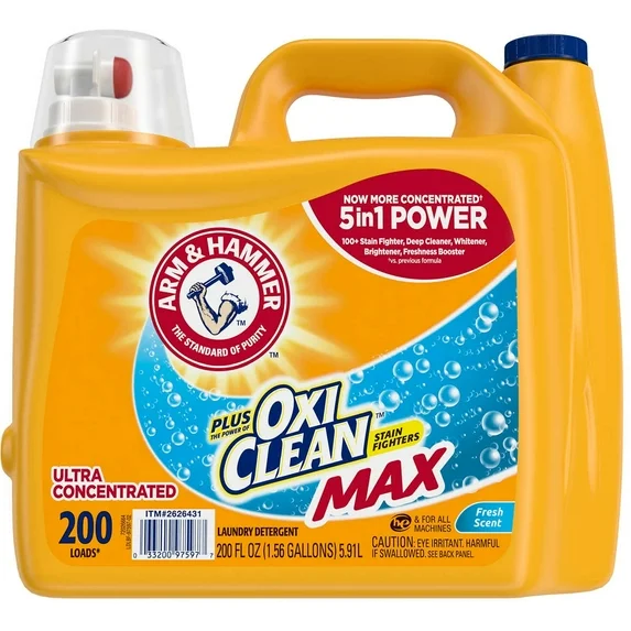 Lessive ARM & HAMMER Plus OxiClean Max, Nettoyage Profond, 5.91 L