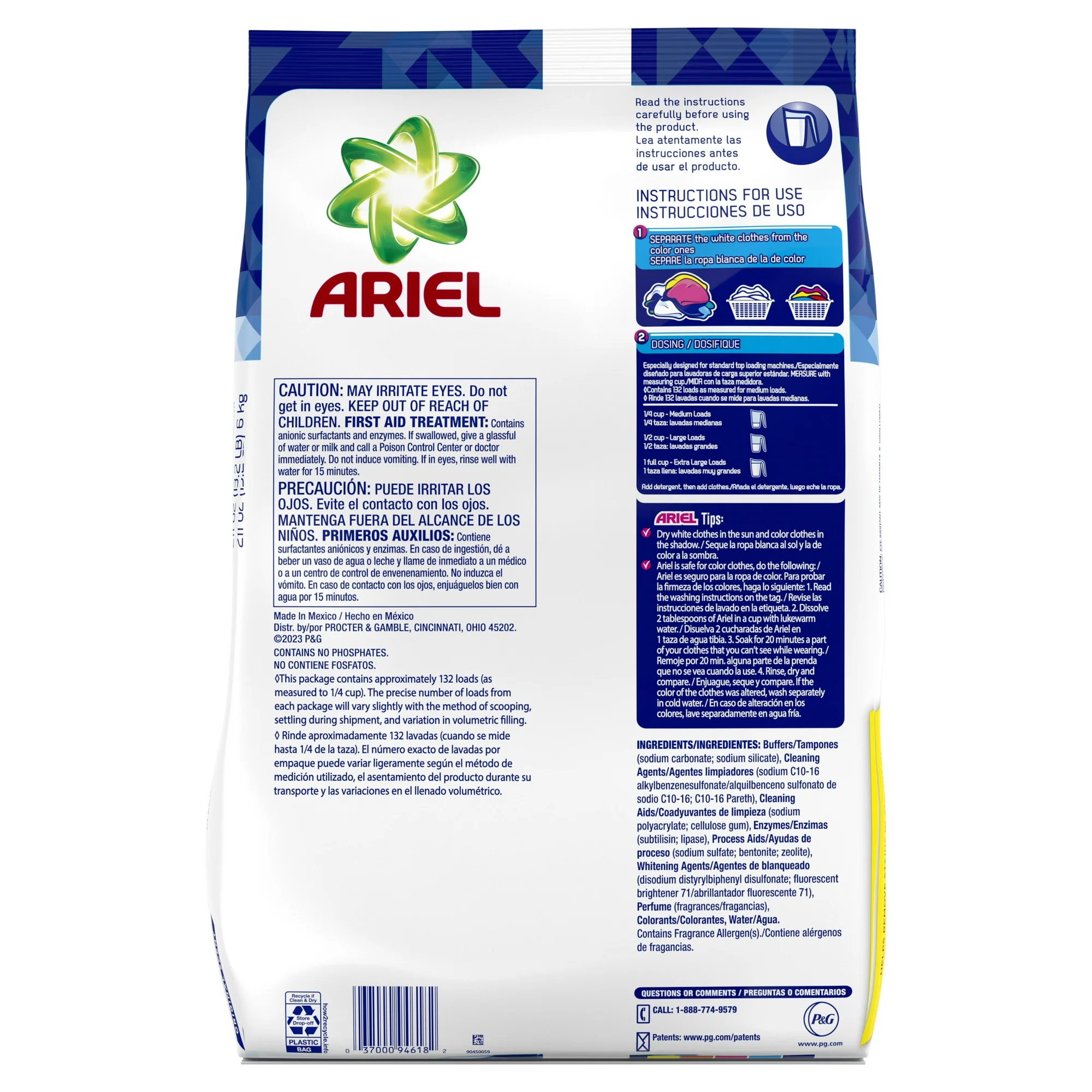 Lessive ARIEL en Poudre Original Scent, 132 Brassées Anti-Taches, 6 kg – Image 6