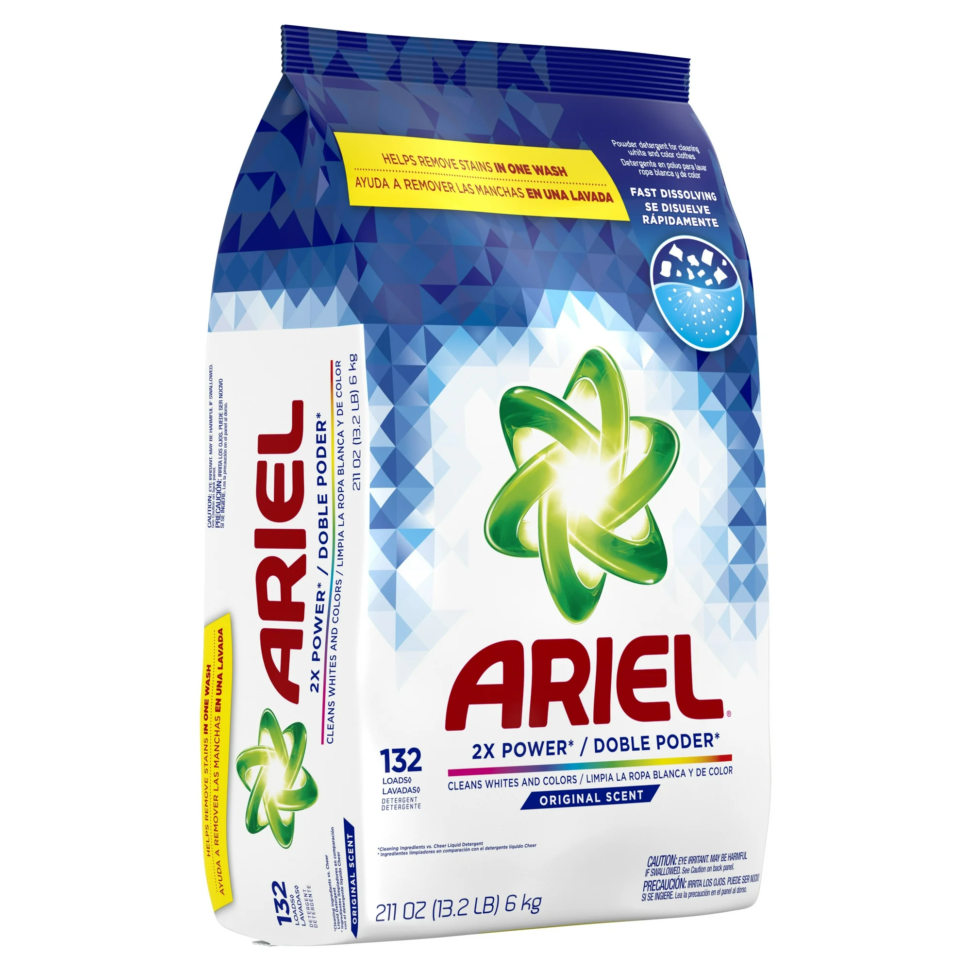 Lessive ARIEL en Poudre Original Scent, 132 Brassées Anti-Taches, 6 kg