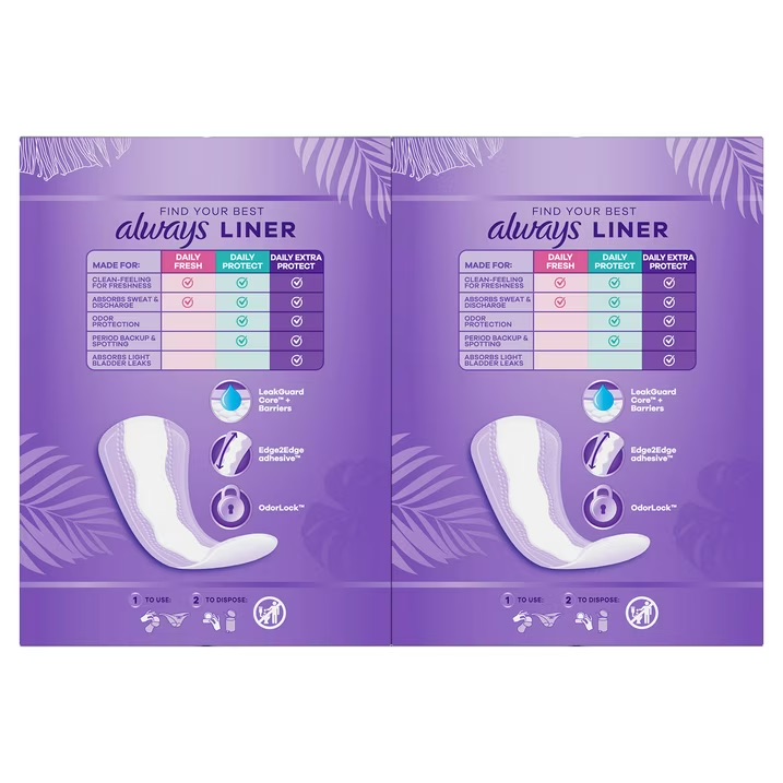 Protège-slips Always Xtra Protection Daily Liners Long, Anti-Bunch & Sans Parfum, 200 Unités – Image 6