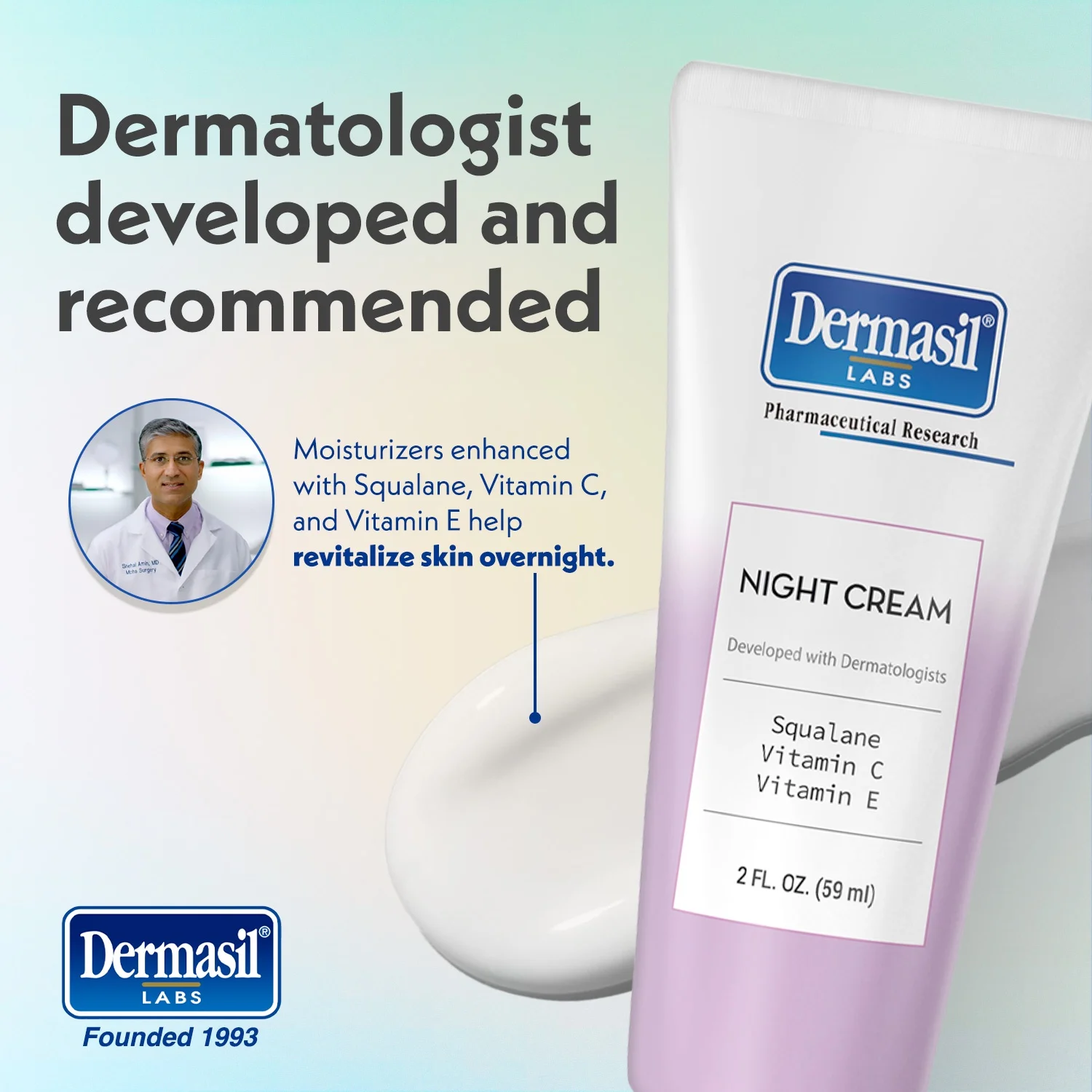 Dermasil - Crème De Nuit Anti-Age Face Moisturizer, Acide Hyaluronique Et Vitamine C, 59 mL – Image 3