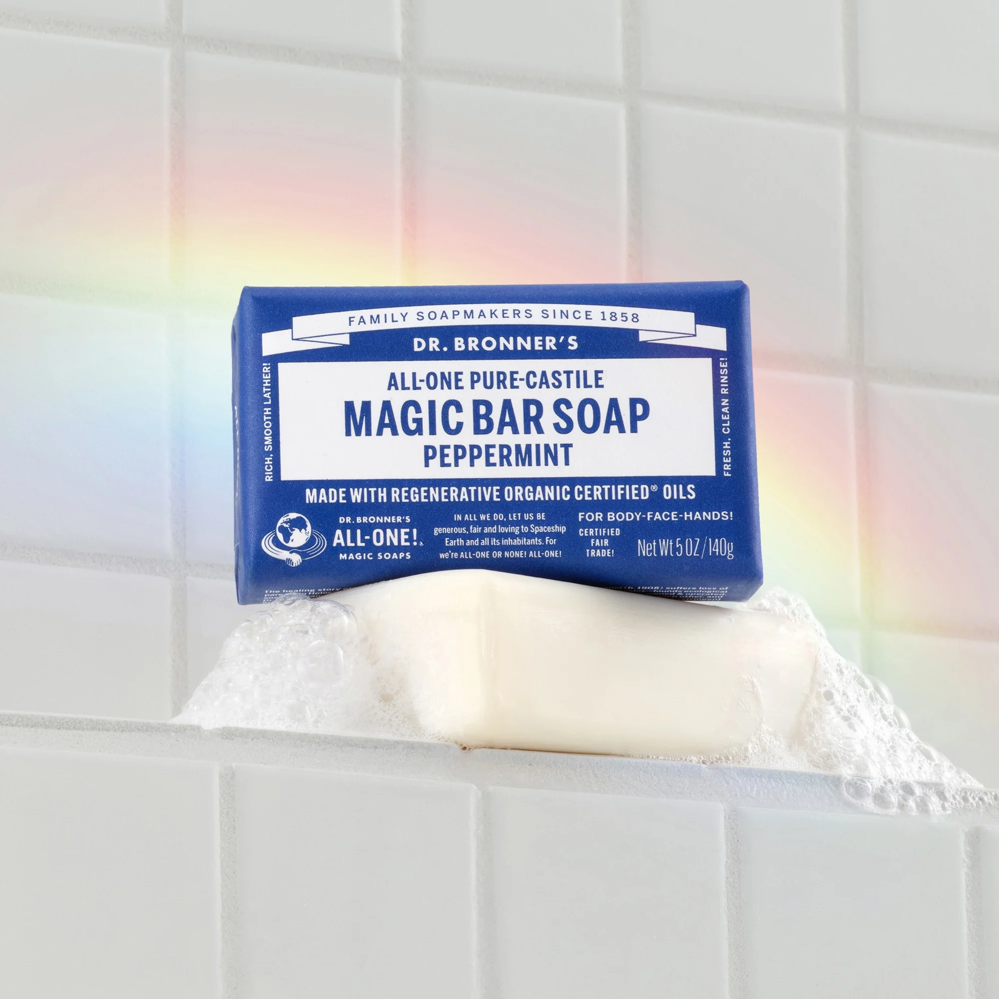 Savon En Barre Dr. Bronner's Pure-Castile Magic Soap, Peppermint Et Huile De Coco Bio, 140 g – Image 4