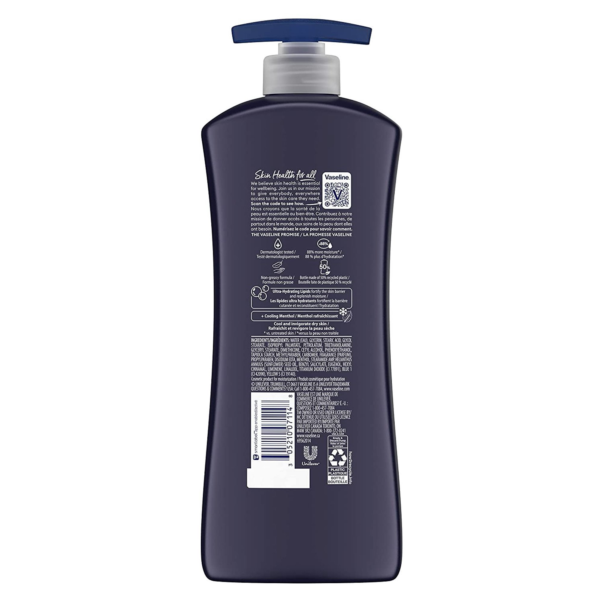 Lait Corporel Vaseline Men Cooling Hydration 3-en-1, Visage, Mains Et Corps, Peaux Sèches, 600 mL – Image 4