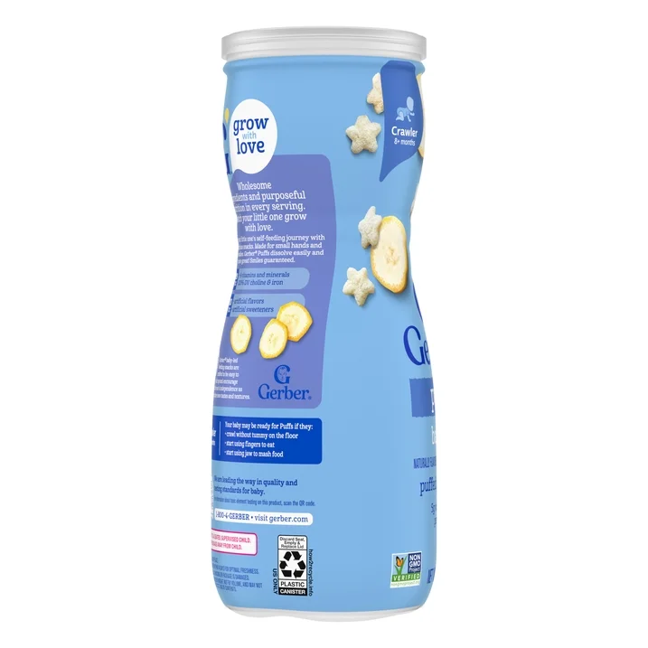 Snack Bébé Gerber Puffs Stage 3, Céréales Soufflées à la Banane, 5 Vitamines et Minéraux Essentiels, 42 g – Image 11