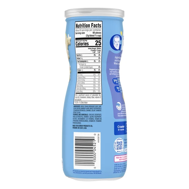 Snack Bébé Gerber Puffs Stage 3, Céréales Soufflées à la Banane, 5 Vitamines et Minéraux Essentiels, 42 g – Image 10