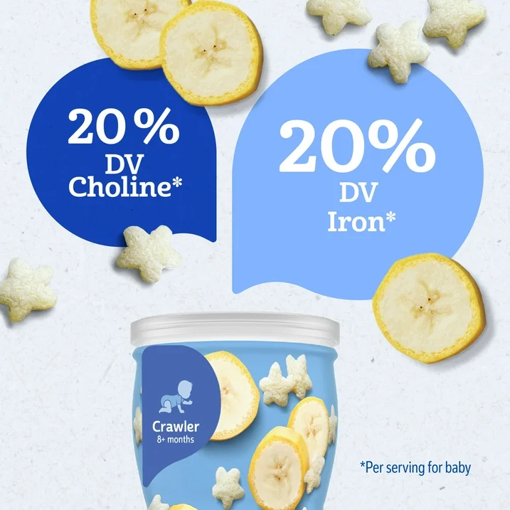 Snack Bébé Gerber Puffs Stage 3, Céréales Soufflées à la Banane, 5 Vitamines et Minéraux Essentiels, 42 g – Image 3