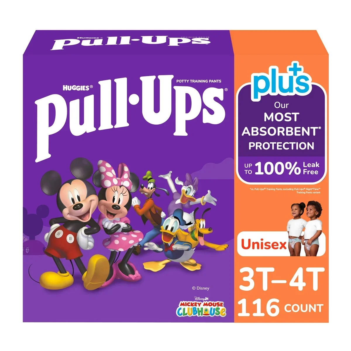 Huggies Pull-Ups Plus - Culottes d'Apprentissage Unisexe, Taille 3T-4T (15 à 21 kg), Pack de 116 Unités