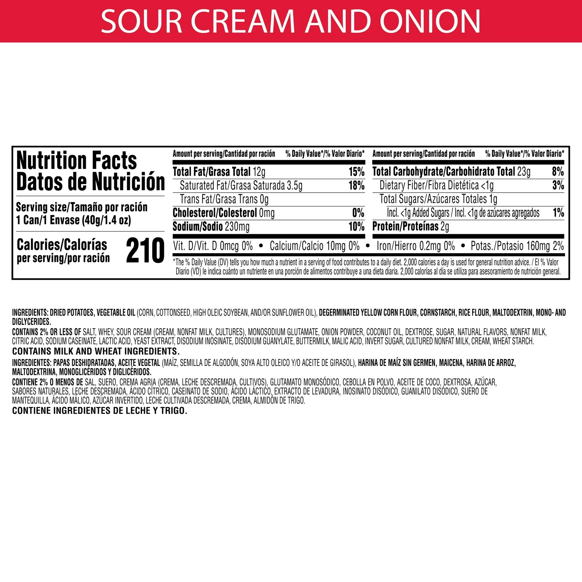 Chips Pringles Sour Cream and Onion, Tuiles de Pommes de Terre Crème Sure et Oignon, 40 g – Image 4