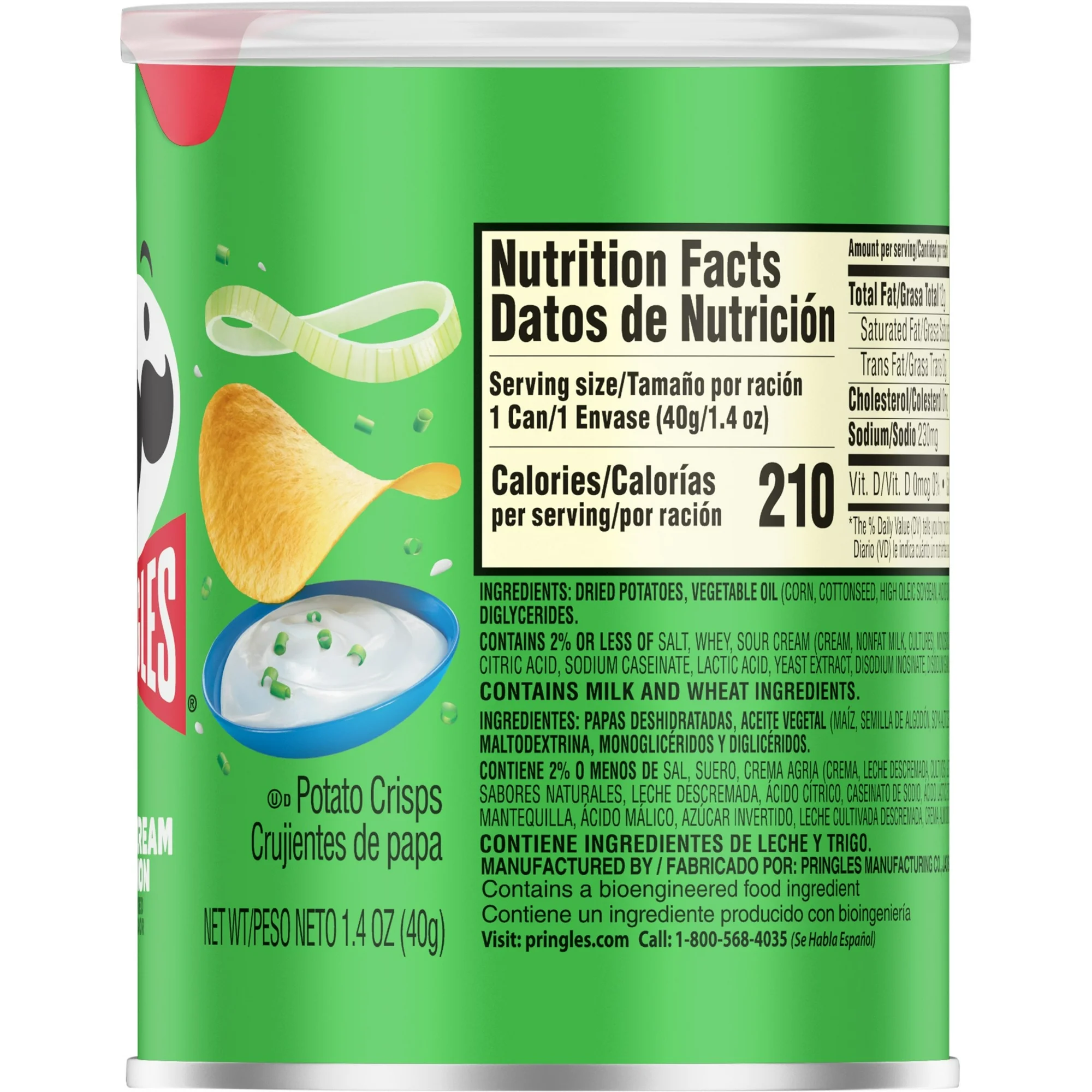 Chips Pringles Sour Cream and Onion, Tuiles de Pommes de Terre Crème Sure et Oignon, 40 g – Image 6