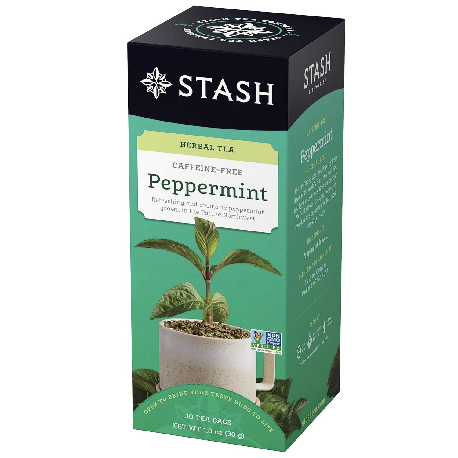 Infusion Stash Peppermint Herbal Tea, Menthe Poivrée Pure, Boîte de 30 Sachets