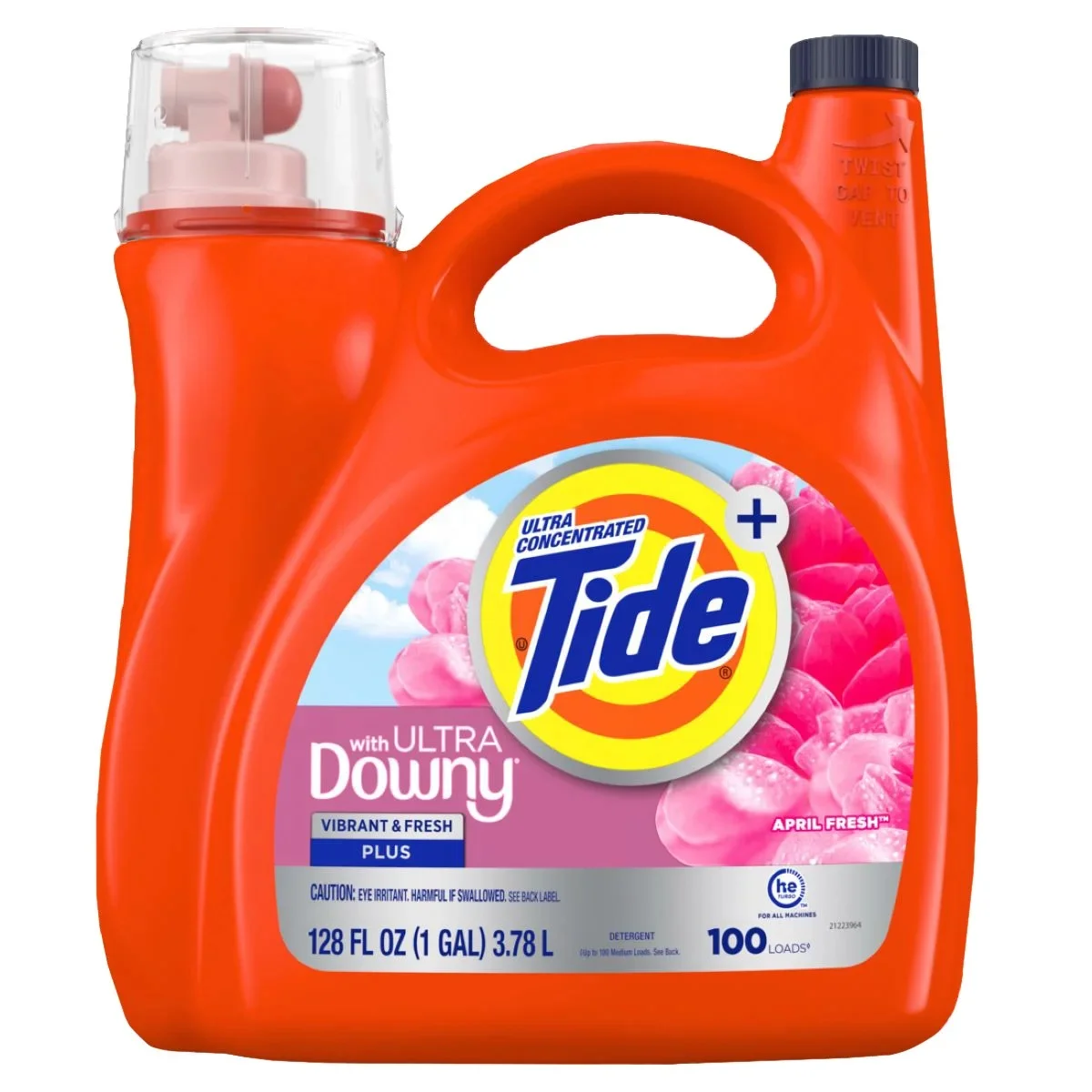 Tide Plus Downy April Fresh, Lessive Liquide Avec Adoucissant Intégré, 100 Lavages, Format 3,78 L