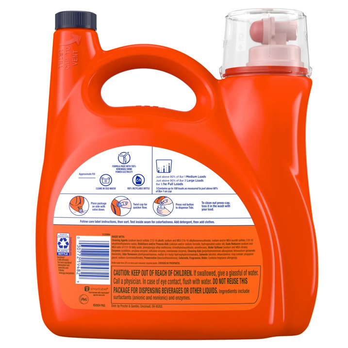 Tide Plus Downy April Fresh, Lessive Liquide Avec Adoucissant Intégré, 100 Lavages, Format 3,78 L – Image 6