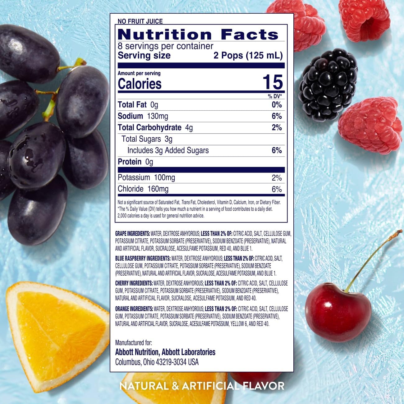 Pedialyte Freezer Pops, Bâtonnets Glacés de Réhydratation, Pack de Variétés Saisonnières, 16 Unités – Image 5